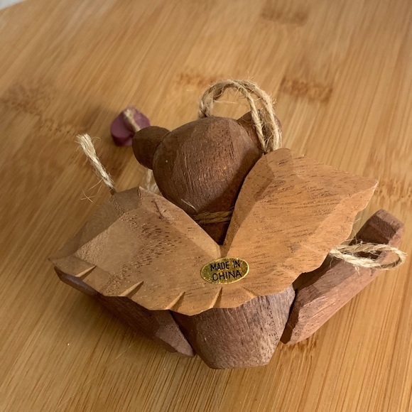 Handcrafted Brown Wooden Bear Ornament - Picture 3 of 3